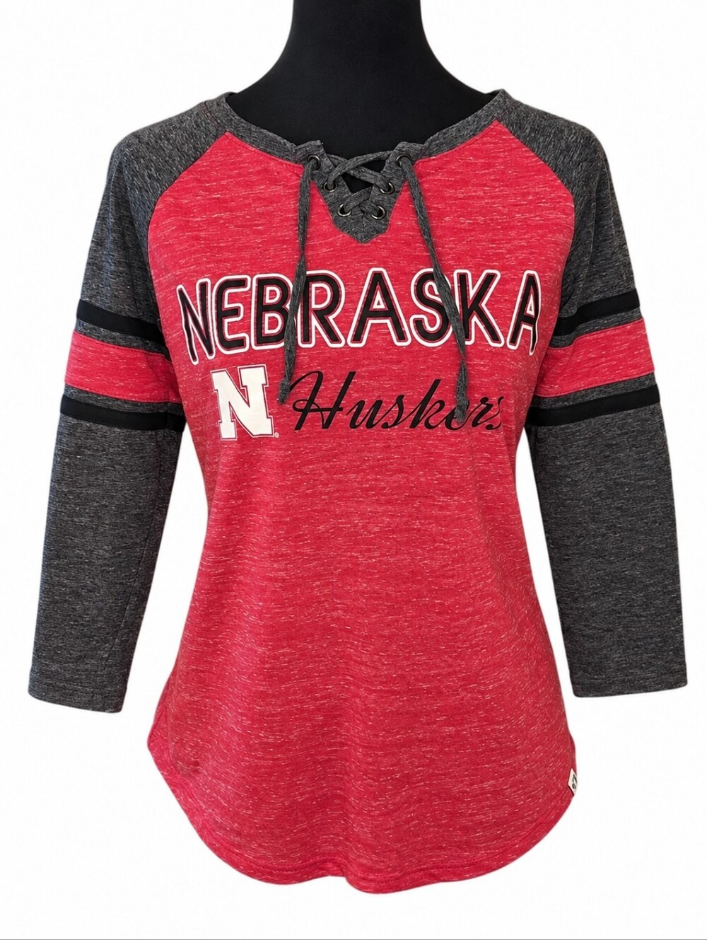 Nebraska Cornhuskers Colosseum Lace Up Raglan Top Size Small